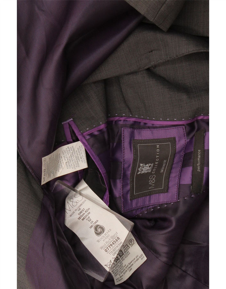 Marks & Spencer Ανδρικό σακάκι σακάκι με 2 κουμπιά IT 52 XL γκρι μαλλί