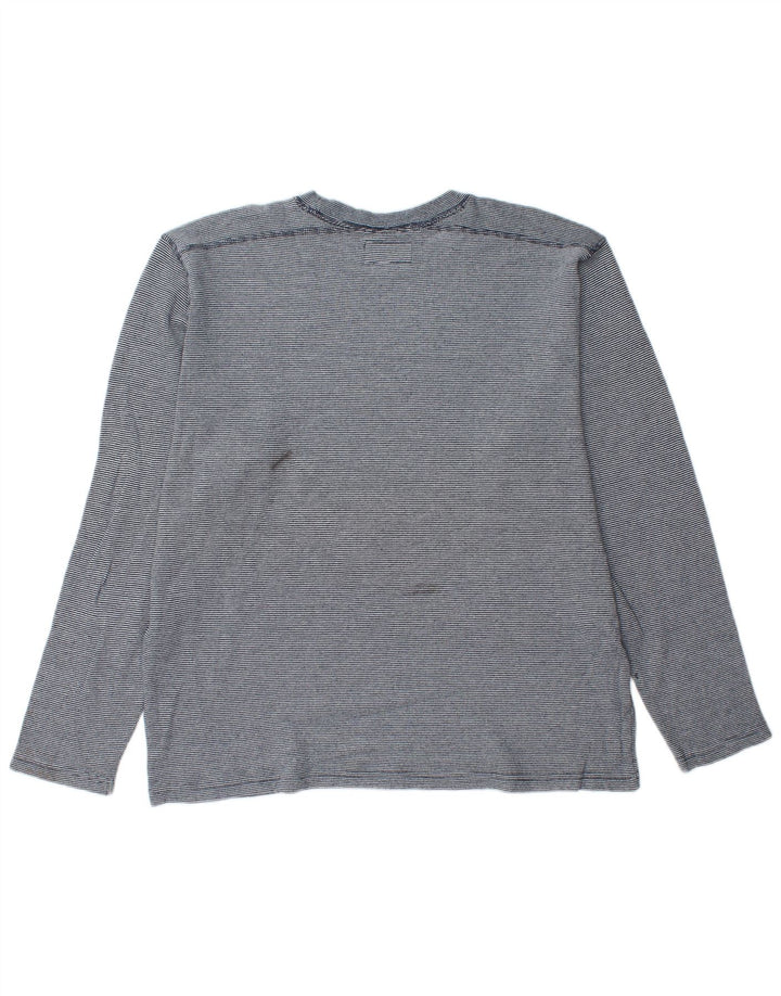 Ανδρικό μπλουζάκι BONOBOS Μακρυμάνικο XL Μπλε βαμβακερό ριγέ