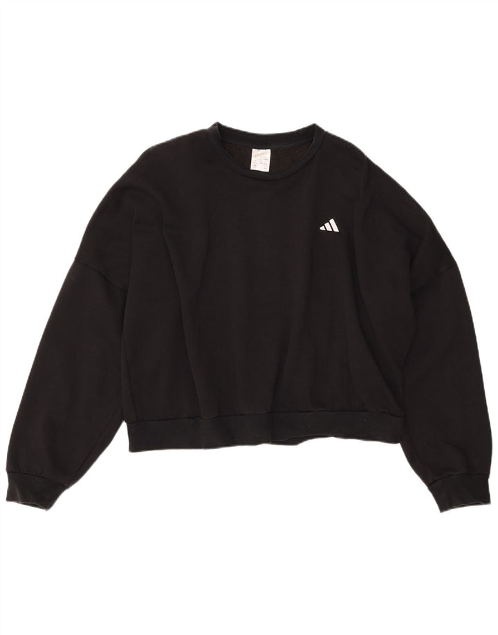 Γυναικεία φούτερ ADIDAS Crop Oversized Jumper UK 16/18 μεγάλο μαύρο βαμβακερό