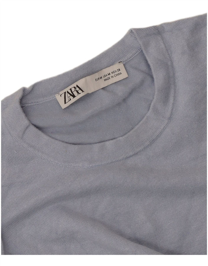 Zara Γυναικείο πουλόβερ με λαιμόκοψη UK 12 Medium Blue