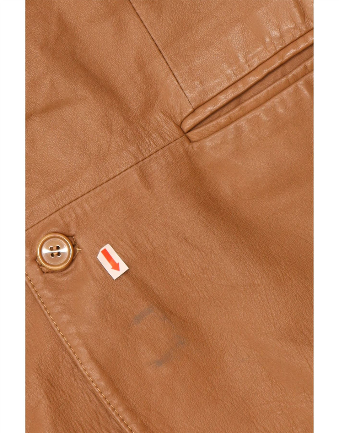 VINTAGE Ανδρικό Δερμάτινο Σακάκι Μπλέιζερ με 2 Κουμπιά IT 48 Δερμάτινο Μεσαίο Μπεζ