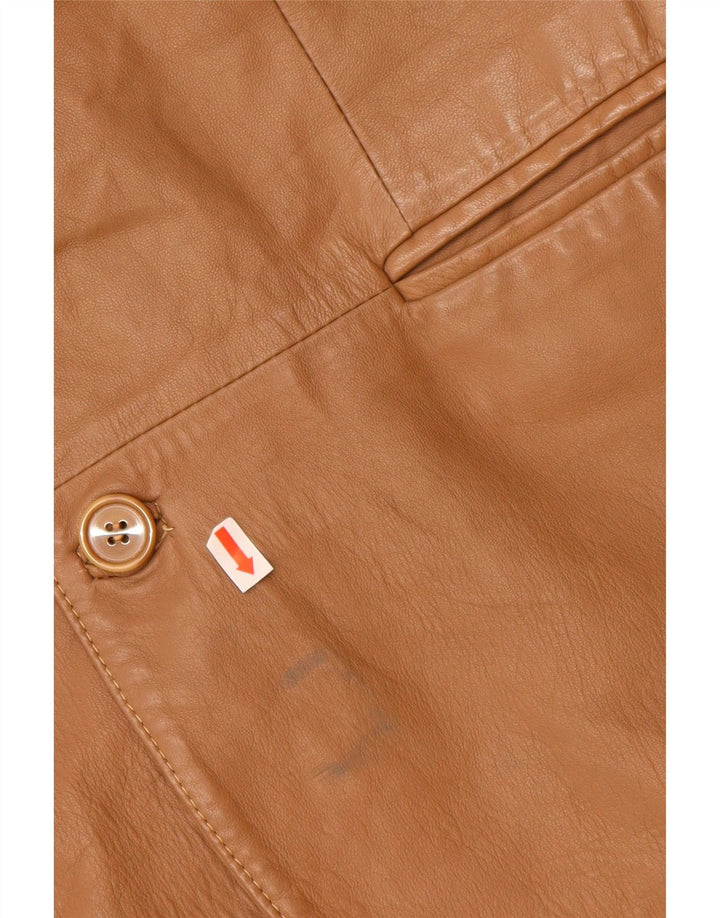 VINTAGE Ανδρικό Δερμάτινο Σακάκι Μπλέιζερ με 2 Κουμπιά IT 48 Δερμάτινο Μεσαίο Μπεζ