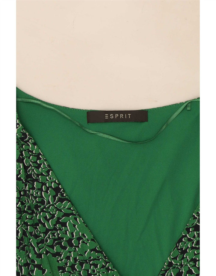 Esprit Γυναικείο Abstract Pattern Αμάνικο φόρεμα UK 10 Small Green