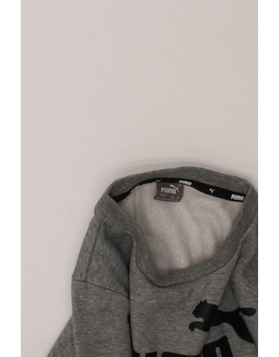 PUMA Boys Graphic Sweatshirt Jumper 9-10 Years Grey Cotton Vintage Puma and Second-Hand Puma from Messina Hembry 