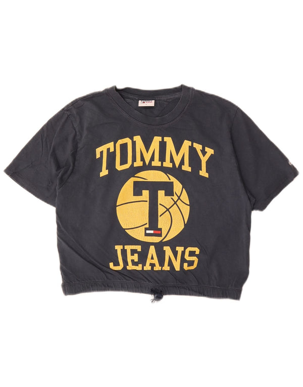Tommy Hilfiger Γυναικείο Crop γραφικό T-Shirt Top 10 Small Navy Blue από βαμβάκι