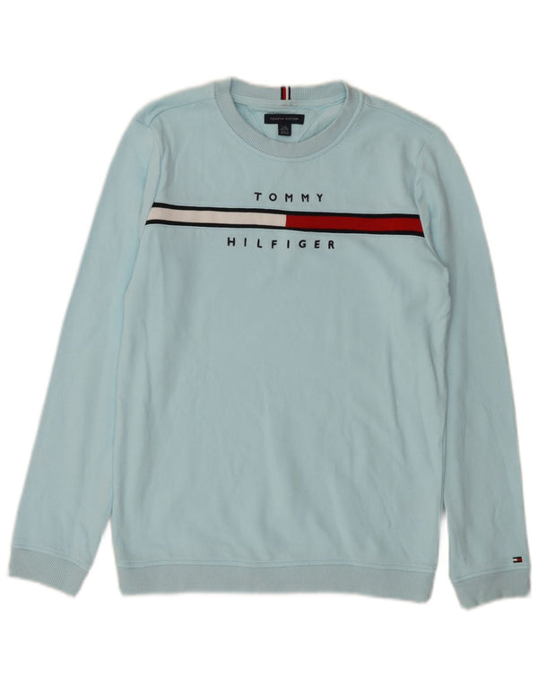 Tommy Hilfiger Boys Graphic Φούτερ Jumper 12-13 ετών μεγάλο μπλε βαμβακερό