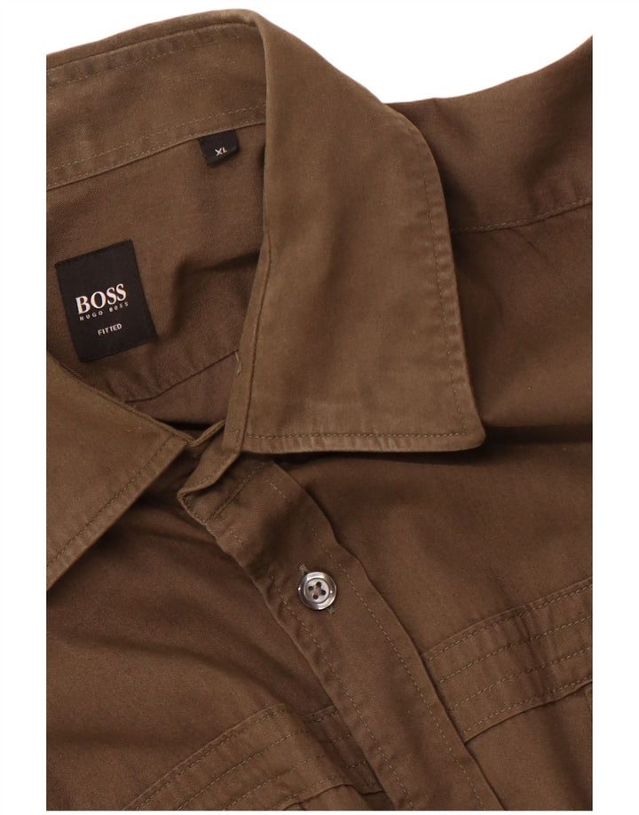 Ανδρικό πουκάμισο HUGO BOSS XL Καφέ