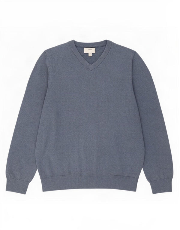 Ανδρικό πουλόβερ Marks & Spencer με V λαιμόκοψη 2XL Μπλε βαμβακερό