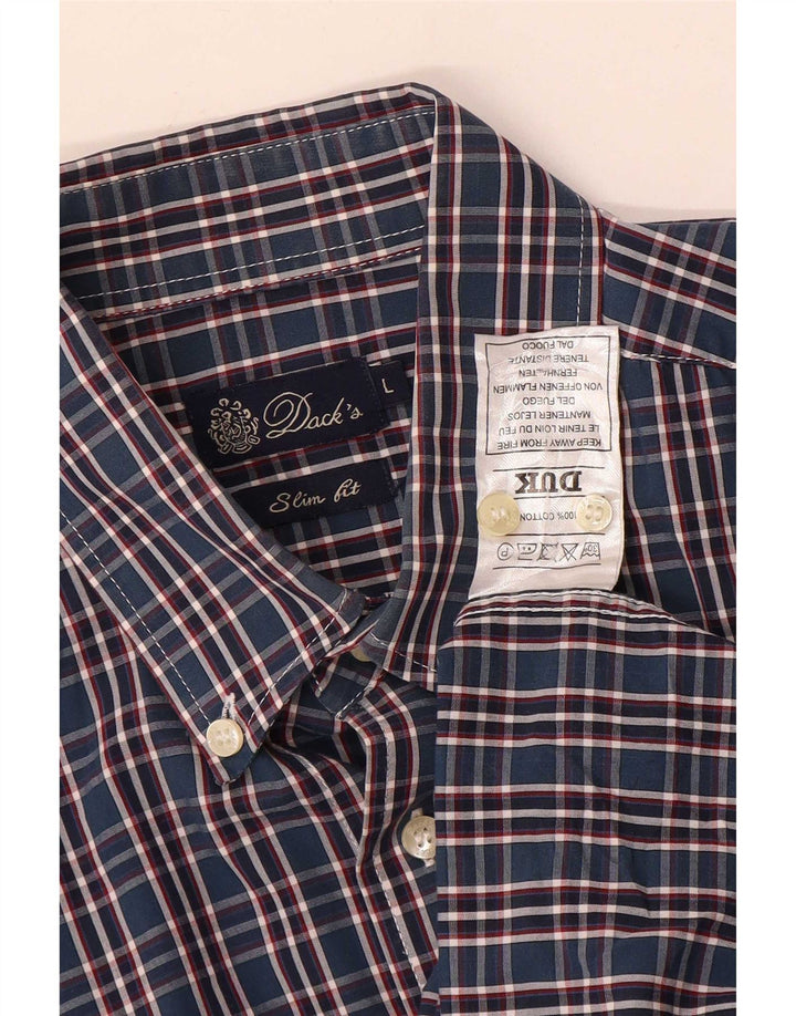 Ανδρικό πουκάμισο Dack's Slim Fit Large Blue Check Cotton