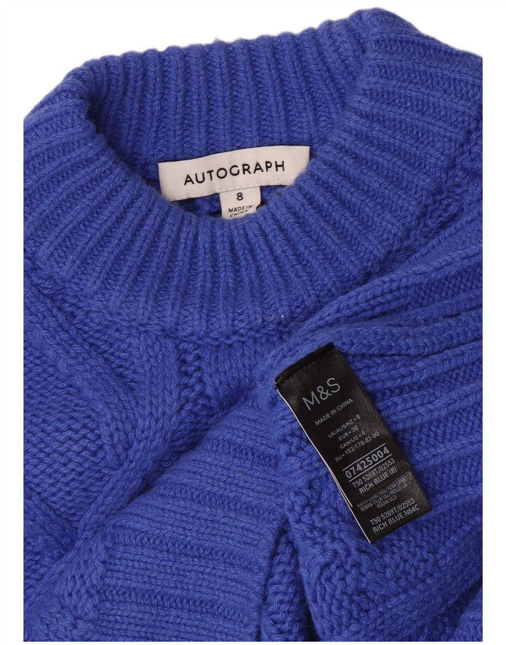 Marks & Spencer Γυναικείο αυτόγραφο πουλόβερ με λαιμό χελώνα UK 8 Small Blue