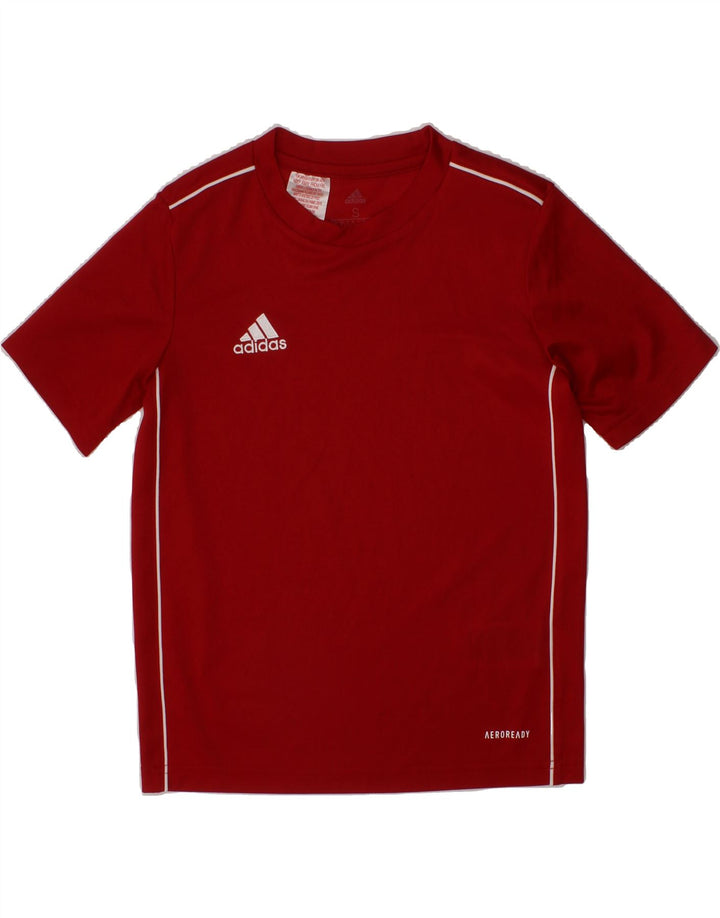 ADIDAS Boys Aeroready T-Shirt Top 9-10 Years Small  Red Polyester Vintage Adidas and Second-Hand Adidas from Messina Hembry 