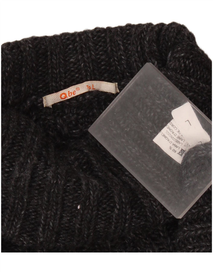 Vintage Ανδρικό πουλόβερ με ρολό λαιμόκοψη Μεγάλο γκρι μαλλί αρνιού