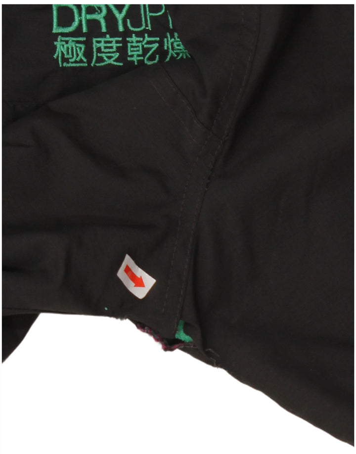 SUPERDRY Γυναικείο μπουφάν με κουκούλα αντιανεμικό UK 18 XL μαύρο νάιλον