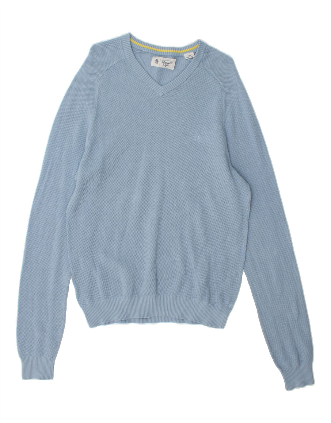 PENGUIN Mens V-Neck Jumper Sweater Large Blue Vintage Penguin and Second-Hand Penguin from Messina Hembry 
