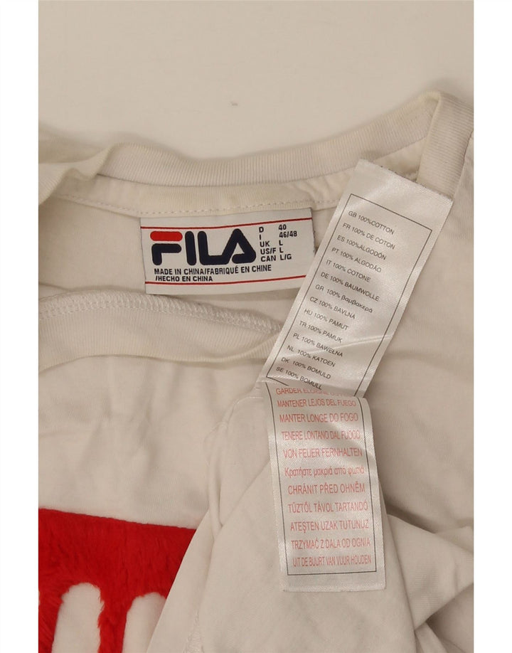 Ανδρικό γραφικό T-Shirt Fila Top μεγάλο λευκό βαμβακερό