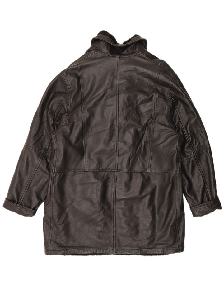 Vintage Ανδρικό Shearling Jacket UK 42 XL μαύρο δέρμα