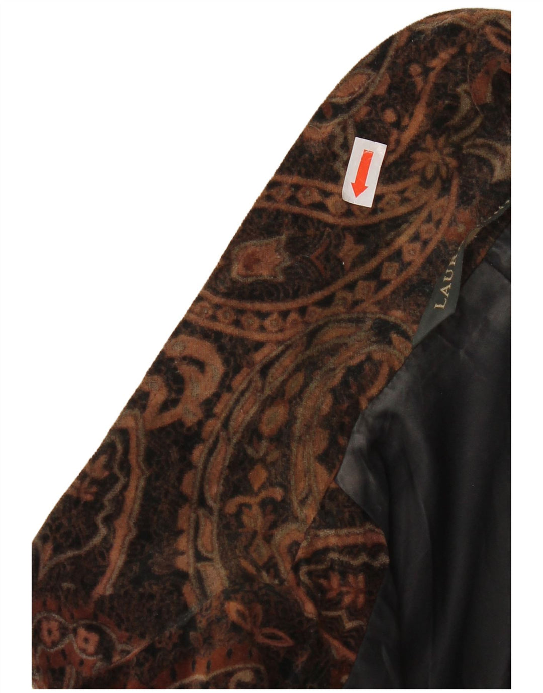 Laura Ashley Γυναικείο βελούδινο σακάκι μπλέιζερ με 2 κουμπιά UK 8 Small Brown Paisley