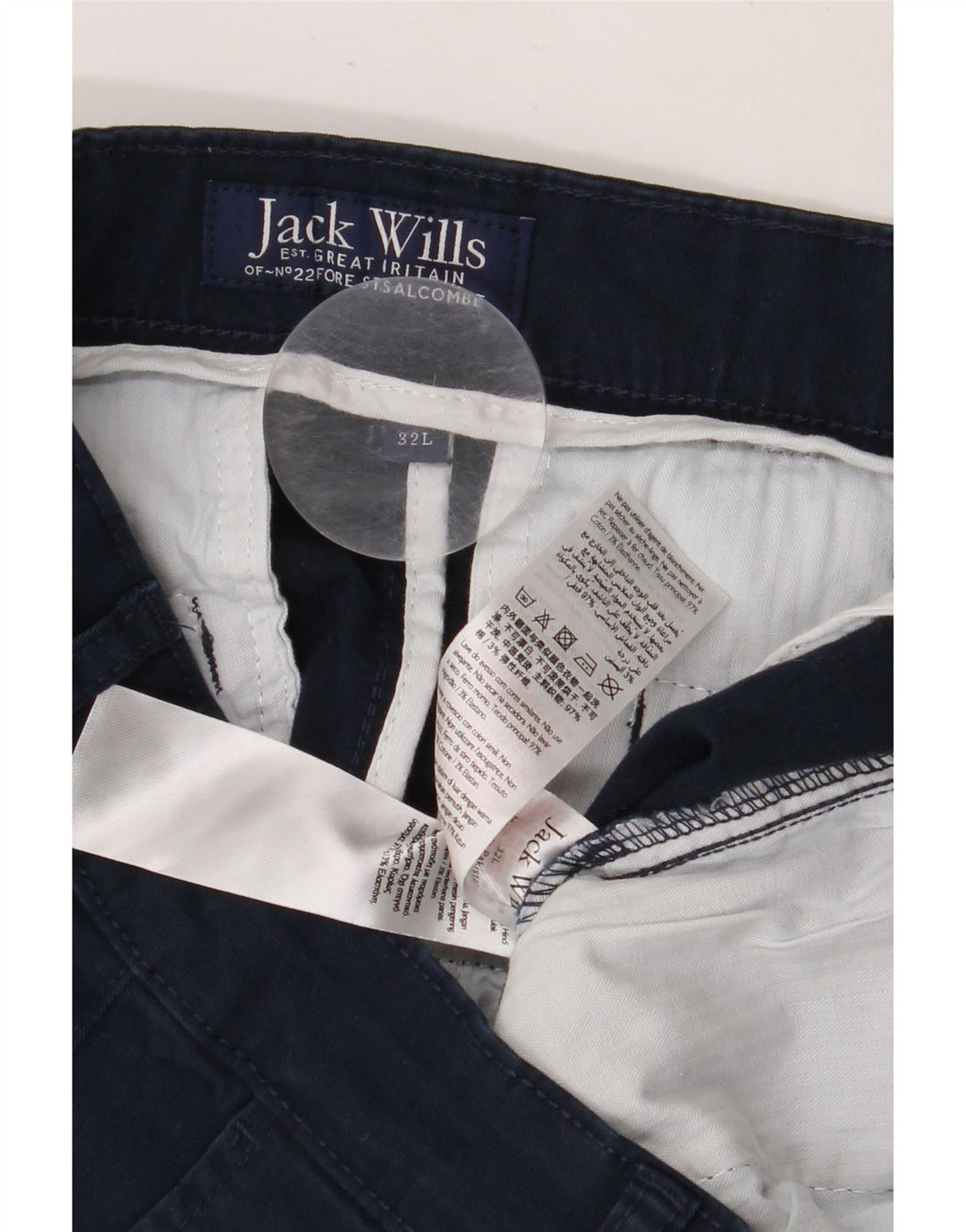 JACK WILLS Ανδρικό παντελόνι Chino με καρφίτσα W32 L29 Μπλε βαμβακερό