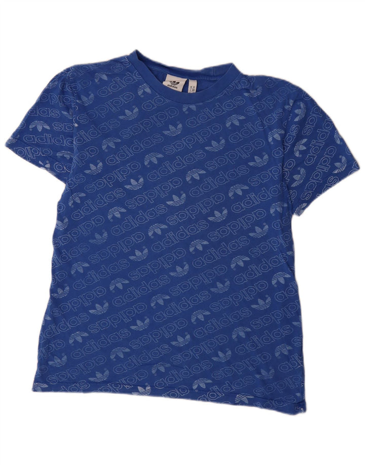 Ανδρικό γραφικό T-Shirt Adidas Top από μεσαίο μπλε βαμβακερό
