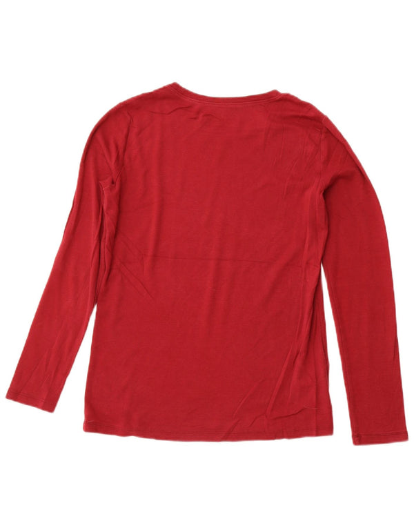 EDDIE BAUER Γυναικείο τοπ μακρυμάνικο UK 14 μεγάλο βαμβακερό μπορντό