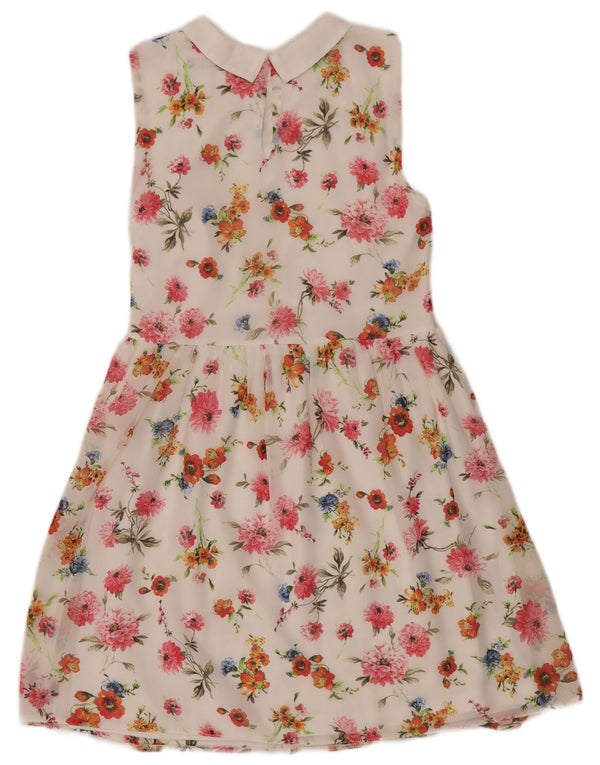 Zara Γυναικείο Trafaluc Αμάνικο Φόρεμα UK 12 Medium White Floral