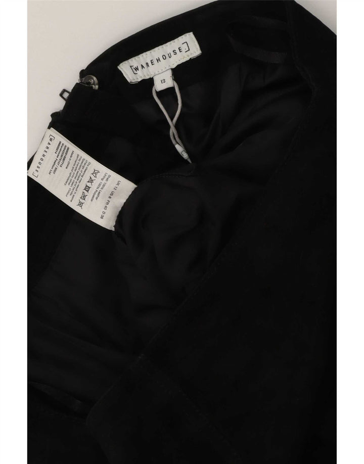 Warehouse Γυναικεία Suede Mini Φούστα UK 12 Medium W30 Μαύρο Δερμάτινο