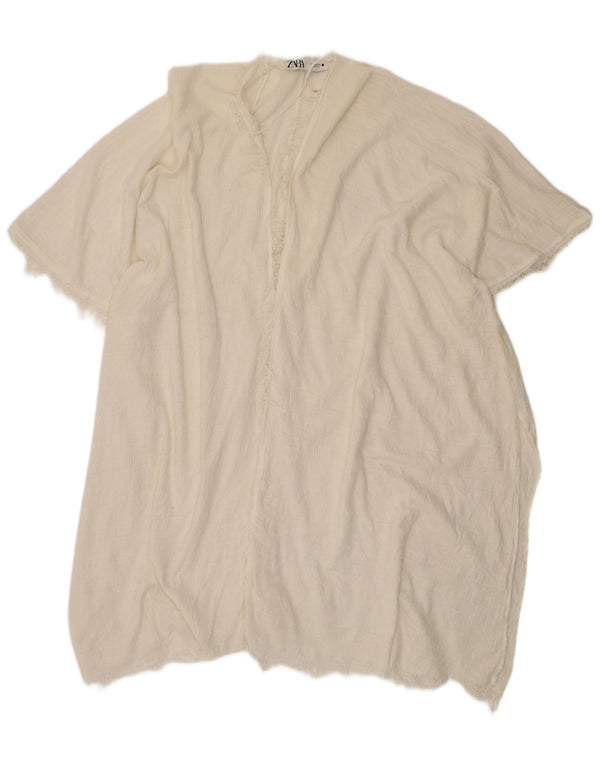 Zara Γυναικεία κοντομάνικη ζακέτα Oversized UK 14 Medium White