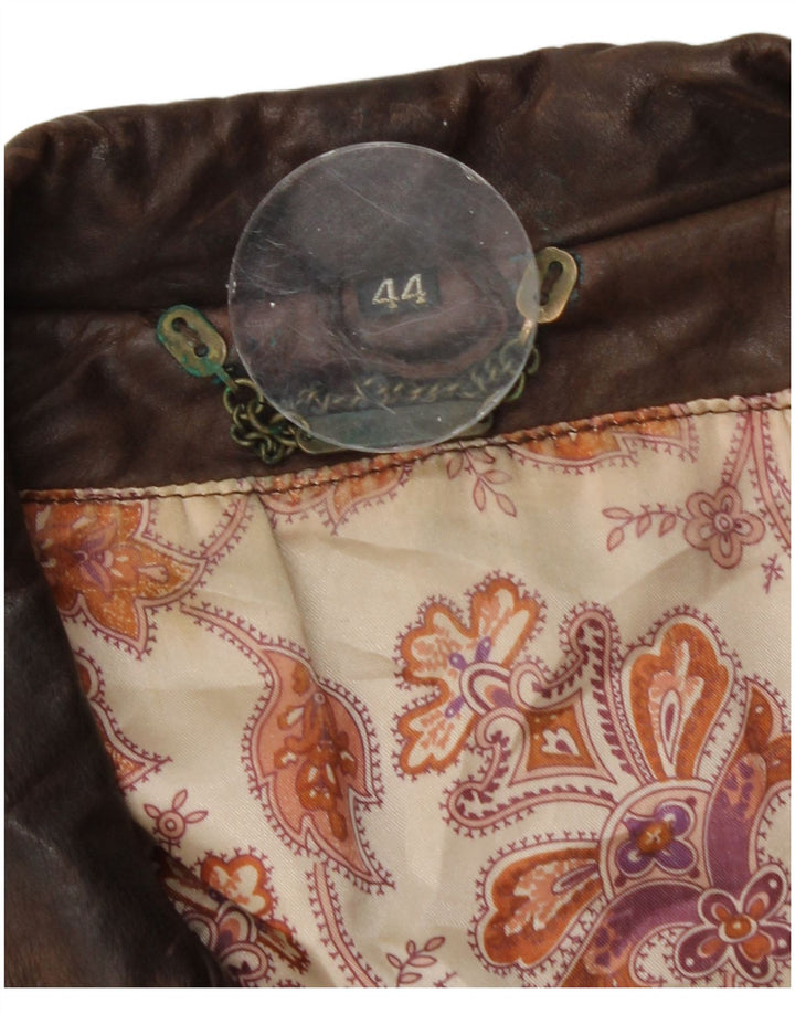 Vintage Γυναικείο Oversized Δερμάτινο Μπουφάν EU 44 XL Καφέ Δερμάτινο
