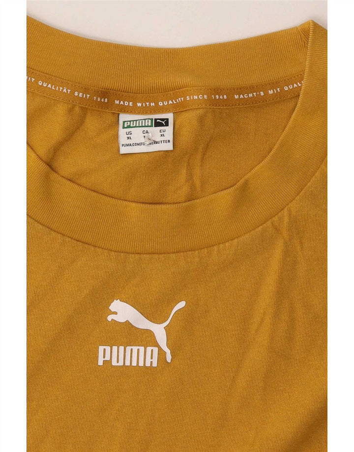 Ανδρικό γραφικό μπλουζάκι Puma, κίτρινο βαμβακερό XL