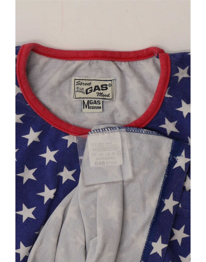 Γυναικείο μπλουζάκι Gas Abstract Pattern Top UK 14 μεσαίο μπλε βαμβακερό