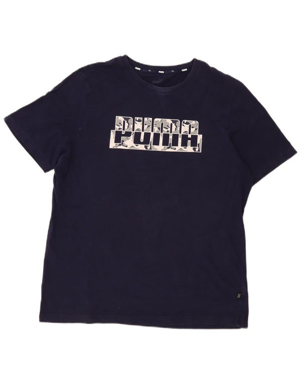 Ανδρικό γραφικό T-Shirt Puma Top Large Navy Blue από βαμβάκι