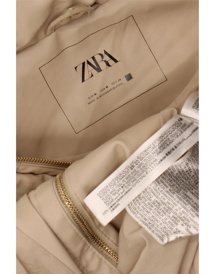 ZARA Γυναικείο αμάνικο παλτό με κουκούλα UK 14 μεσαίο πολυεστέρας μπεζ