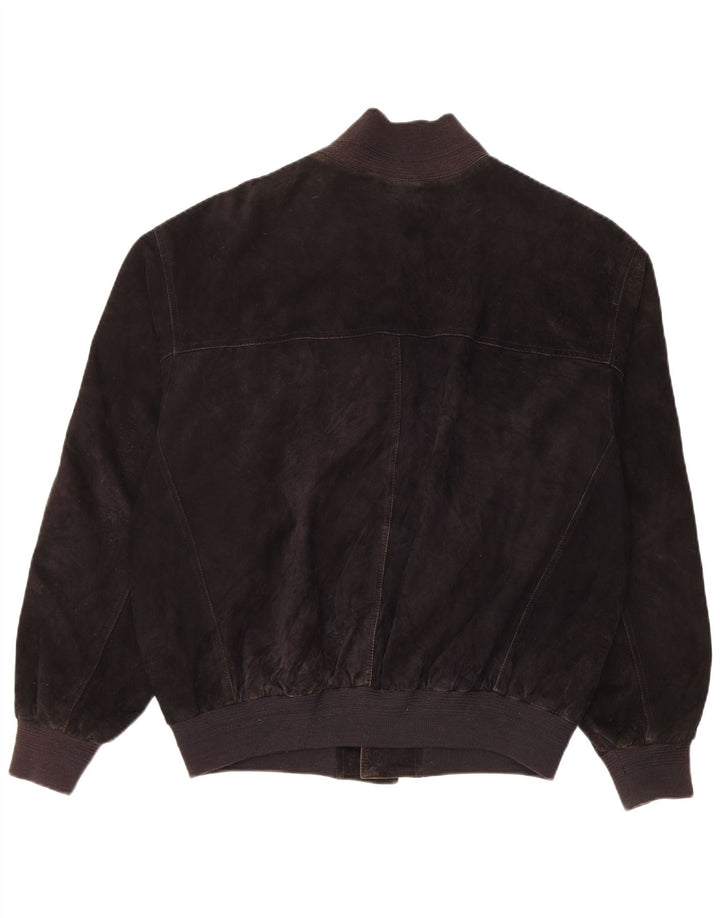 Vintage Ανδρικό Suede Bomber Jacket IT 48 Medium Black Leather