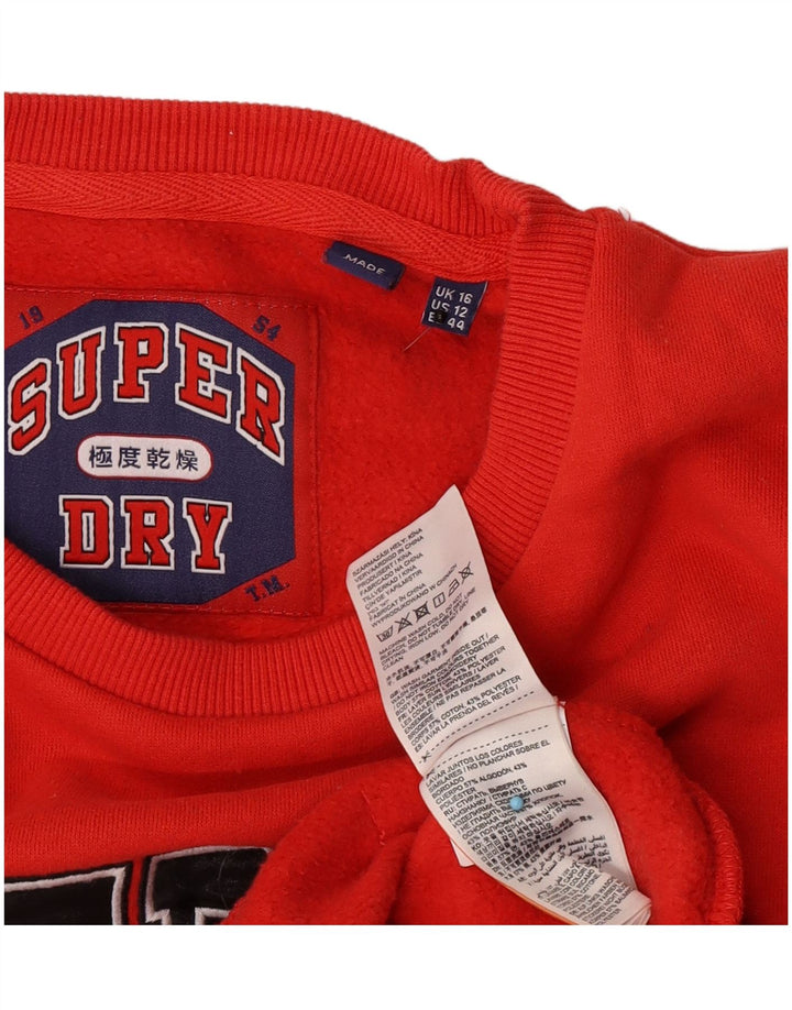 Superdry Γυναικεία γραφική μπλούζα μεγάλου μεγέθους Jumper UK 16 μεγάλο κόκκινο βαμβακερό