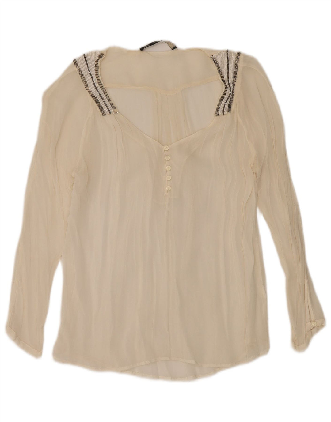 Γυναικεία Zara Oversized See Through Μακρυμάνικη Μπλούζα Top 10 Small Beige