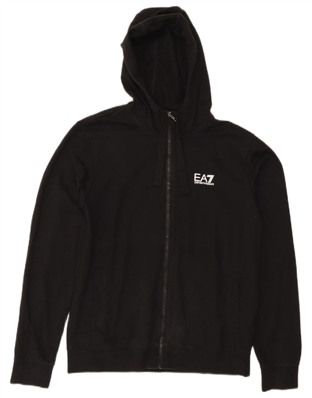 EMPORIO ARMANI Γυναικείο πουλόβερ με κουκούλα με φερμουάρ UK 14 μεσαίο μαύρο βαμβακερό