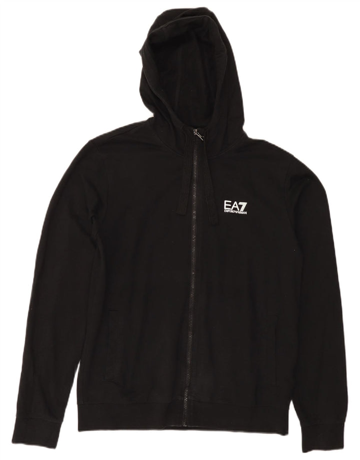 EMPORIO ARMANI Γυναικείο πουλόβερ με κουκούλα με φερμουάρ UK 14 μεσαίο μαύρο βαμβακερό