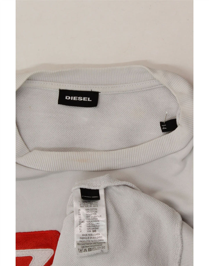 DIESEL Boys Graphic Sweatshirt Jumper 13-14 Years White Cotton Vintage Diesel and Second-Hand Diesel from Messina Hembry 