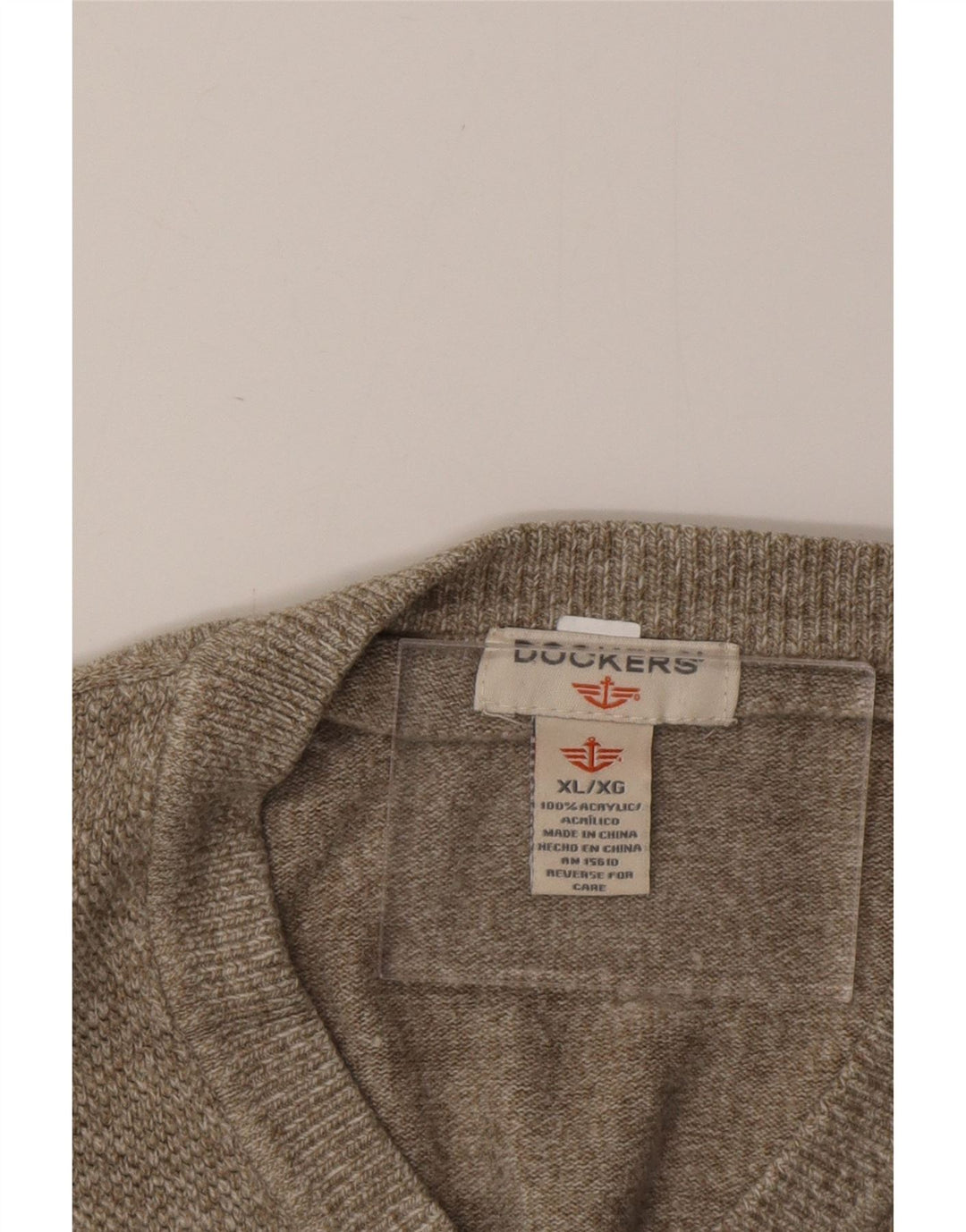 Ανδρικό πουλόβερ DOCKERS με V λαιμόκοψη XL Ακρυλικό Χακί