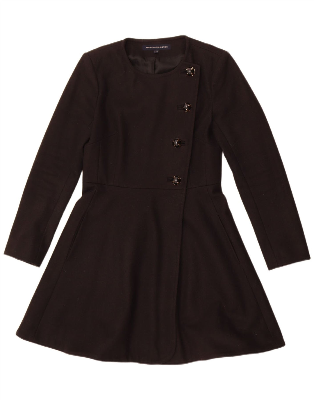 Γυναικείο παλτό γαλλικής σύνδεσης UK 10 Small Black Wool