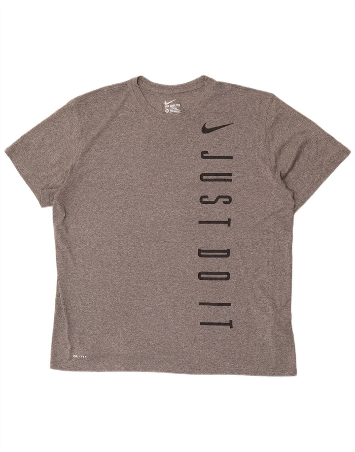 Ανδρικό γραφικό μπλουζάκι Nike Dri Fit Top 2XL Grey Polyester