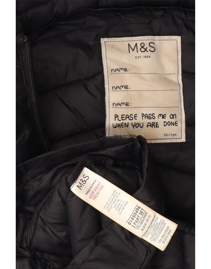 Marks & Spencer Girls με κουκούλα με επένδυση παλτό 10-11 ετών μαύρο πολυαμίδιο