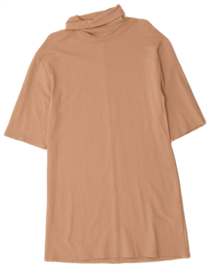 Zara Γυναικείο φόρεμα Shift UK 10 Small Beige Βαμβακερό