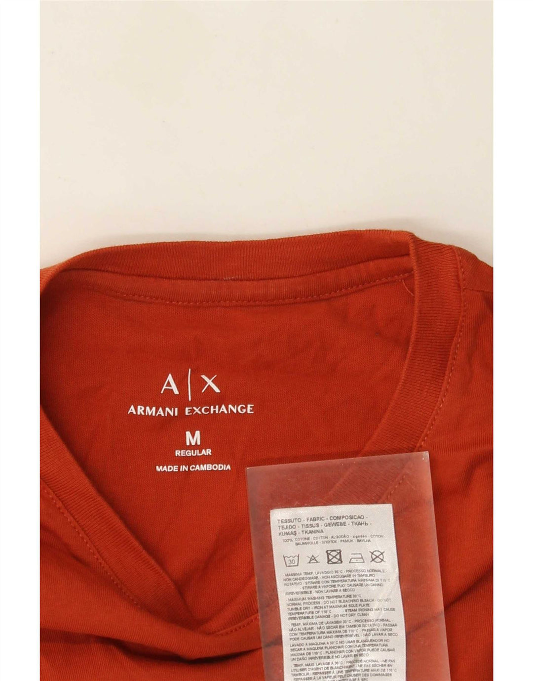 Armani Exchange Ανδρικό T-Shirt με κανονική εφαρμογή Τοπ μεσαίο πορτοκαλί βαμβακερό
