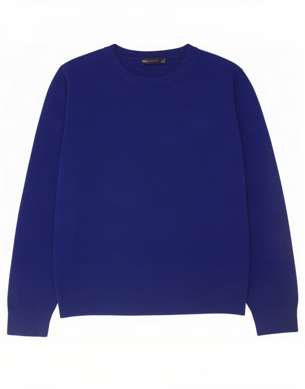 Marks & Spencer Womens Crew Neck Jumper Sweater UK 10 Small Blue Acrylic