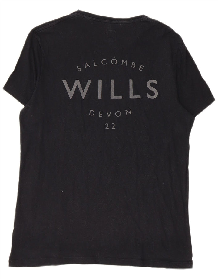 Jack Wills Ανδρικό γραφικό T-Shirt Top Μικρό μαύρο βαμβακερό