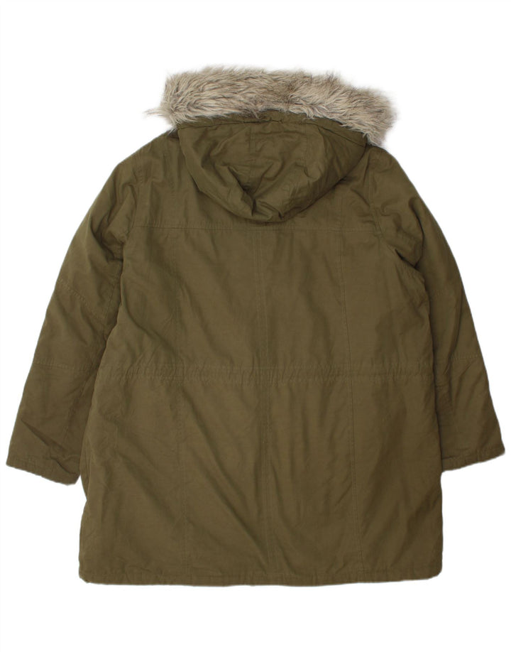 Marks & Spencer Womens Hooded Parka Jacket UK 18 XL Khaki Polyester