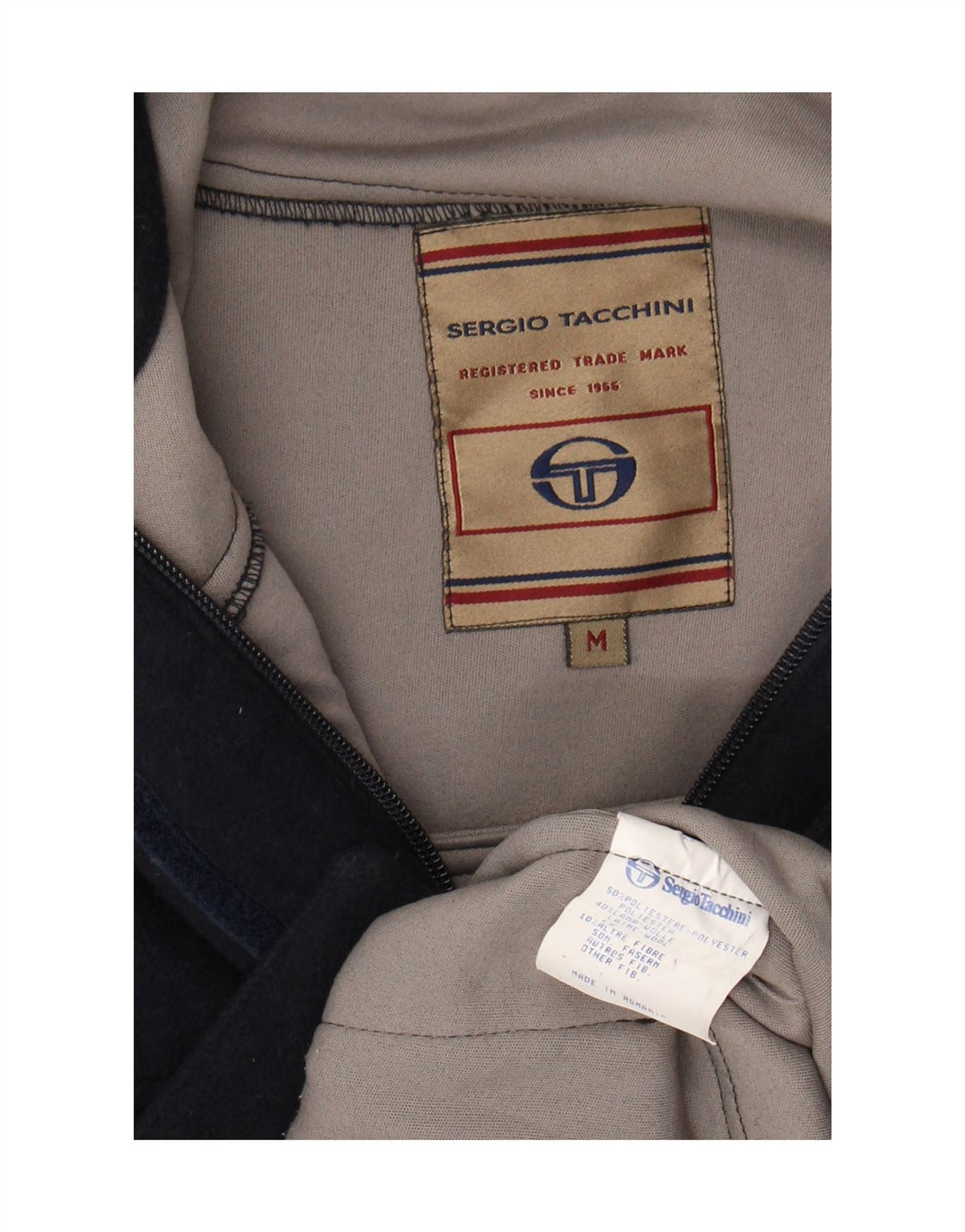 Sergio Tacchini Γυναικείο παλτό αντιανεμικό UK 14 Medium Navy Blue Polyester