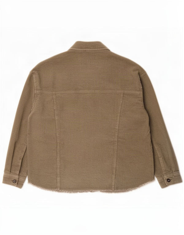 Zara Womens Overshirt Corduroy Shirt UK 10 Small Khaki Cotton