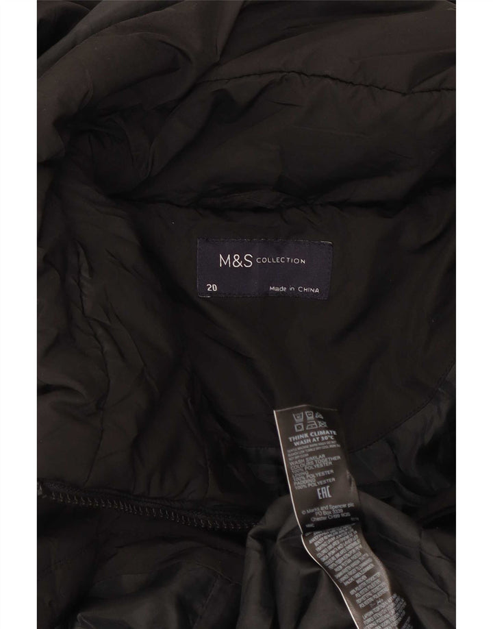 Marks & Spencer Γυναικείο παλτό με κουκούλα UK 20 2XL μαύρο πολυεστέρα